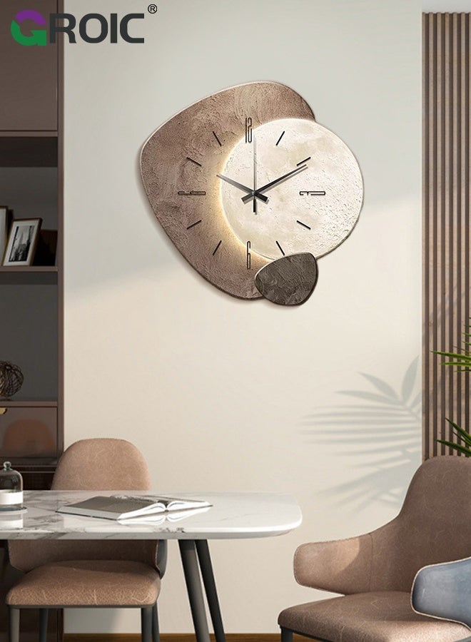 GROIC Moon Wall Clock, Silent Quality Quartz Clock Battery Operated, Large Unique Clock for Living Room,Kitchen,Home,Bathroom,Bedroom Wall Decor, 40cm Modern Minimalist Decorative Quartz Clock - Image 5
